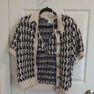 Anine Bing Black and Cream Cardigan Sweater